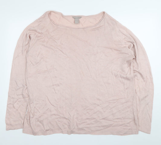 H&M Women's Pink 2XL Pullover Jumper Boat Neck Long Sleeve Knit