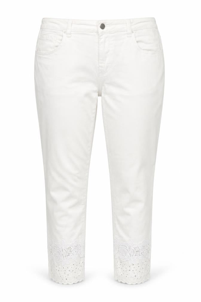 Comercio Abadland Womens White Lace Floral Skinny Jeans Size 14