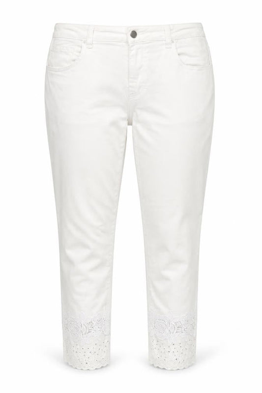 Comercio Abadland Womens White Lace Floral Skinny Jeans Size 14
