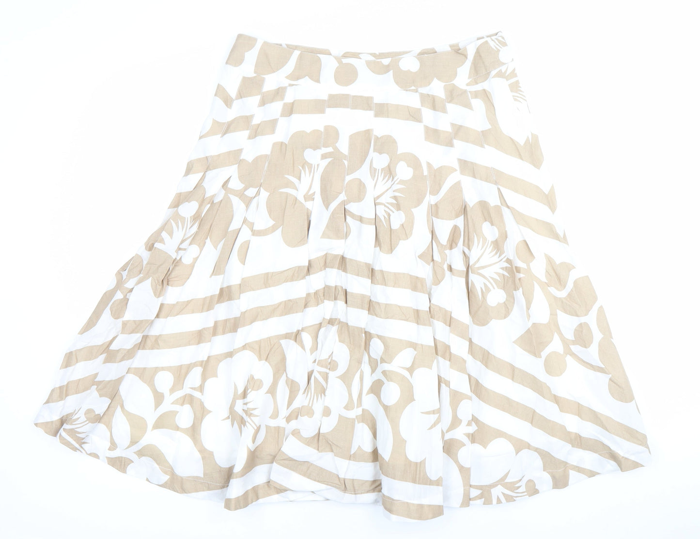 Frock & Frill Women’s Beige White Floral A-Line Cotton Skirt Size 12