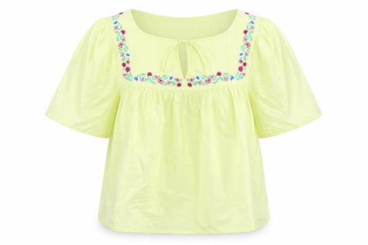 Marks and Spencer Womens Yellow Embroidered Tunic Blouse Size 8
