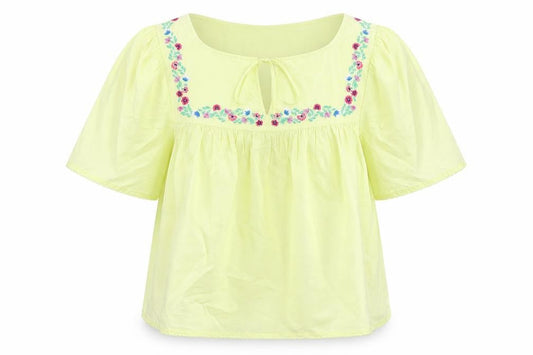 Marks & Spencer Womens Yellow Embroidered Tunic Blouse Size 8