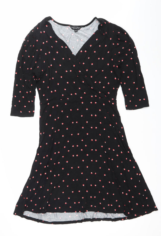 Dorothy Perkins Women’s Black Geometric Print A-Line Dress UK 14