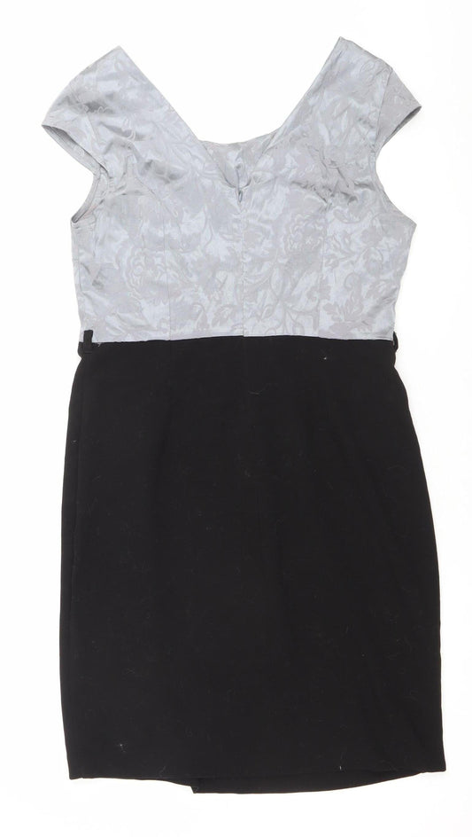 Collection London Women’s Grey Black Sheath Dress Size 12 Formal Workwear