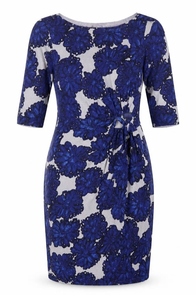 Phase Eight Womens Blue Floral Cotton Sheath Dress Size 12