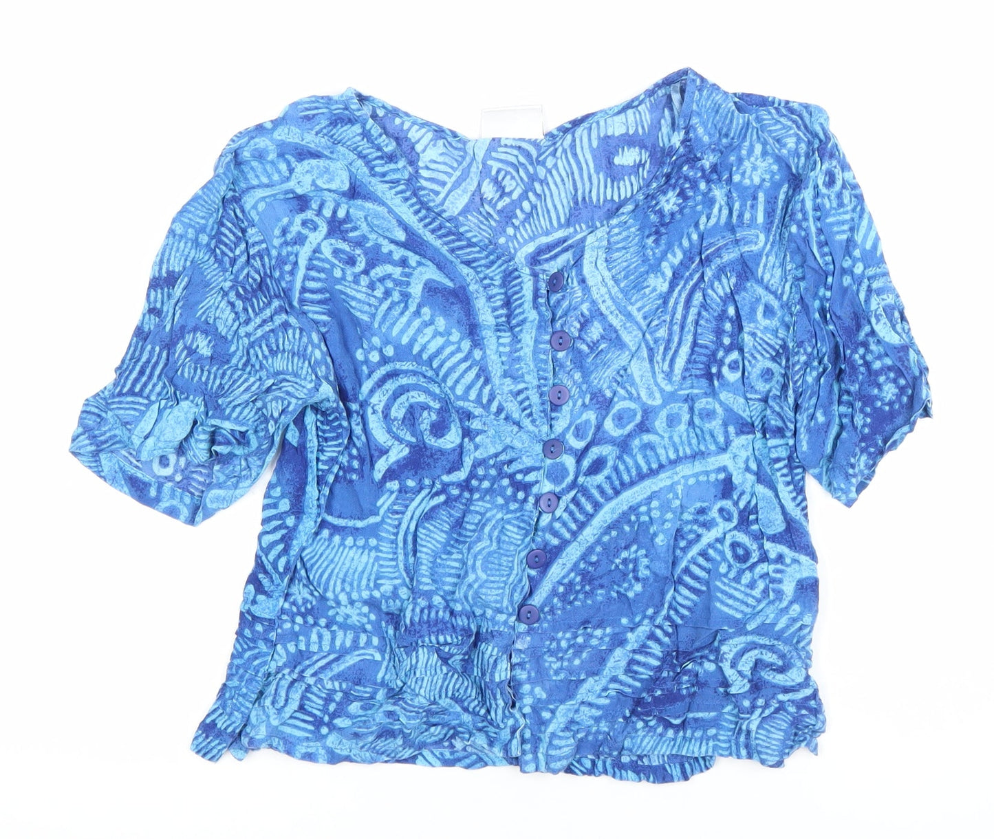 Roman Originals Women’s Blue Button-Up Viscose Blouse Size 14