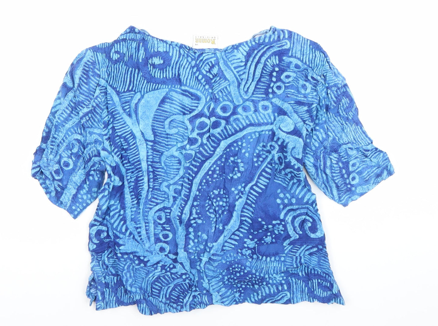 Roman Originals Women’s Blue Button-Up Viscose Blouse Size 14