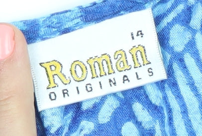 Roman Originals Women’s Blue Button-Up Viscose Blouse Size 14