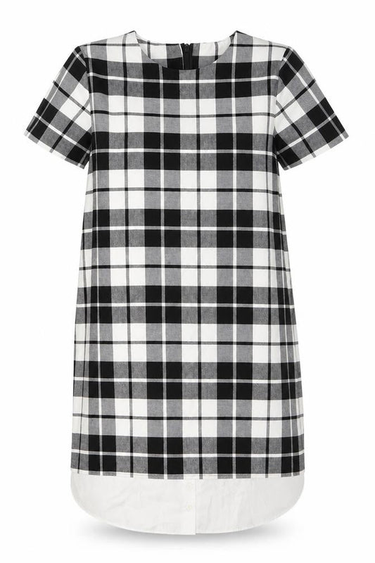 Zara Women Black Check Short Sleeve Shift Dress Size S
