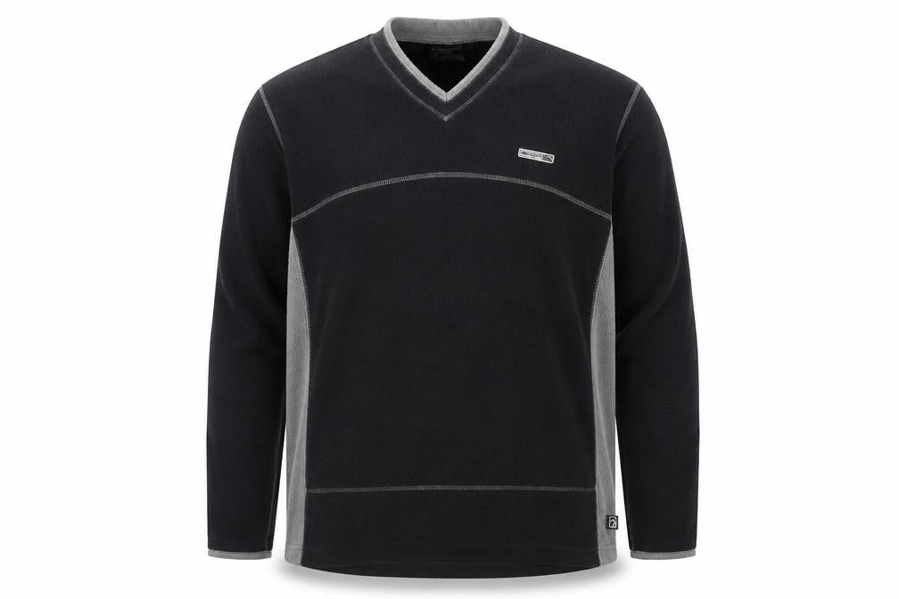 Campri Men’s Black XL Fleece Pullover Sweatshirt V-Neck Outdoor