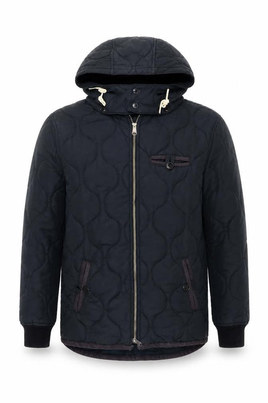 Lyle & Scott Men's Black Quilted Hooded Jacket Size M Cotton Nylon