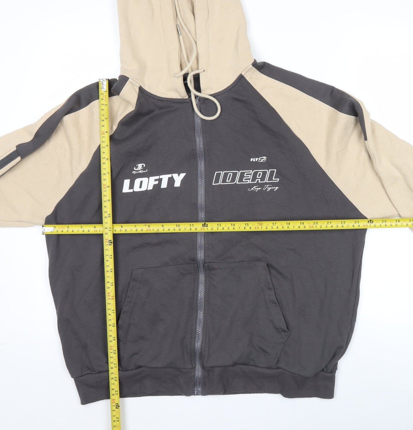 Dazy x StarSeries Men’s Beige Black Full Zip Hoodie M