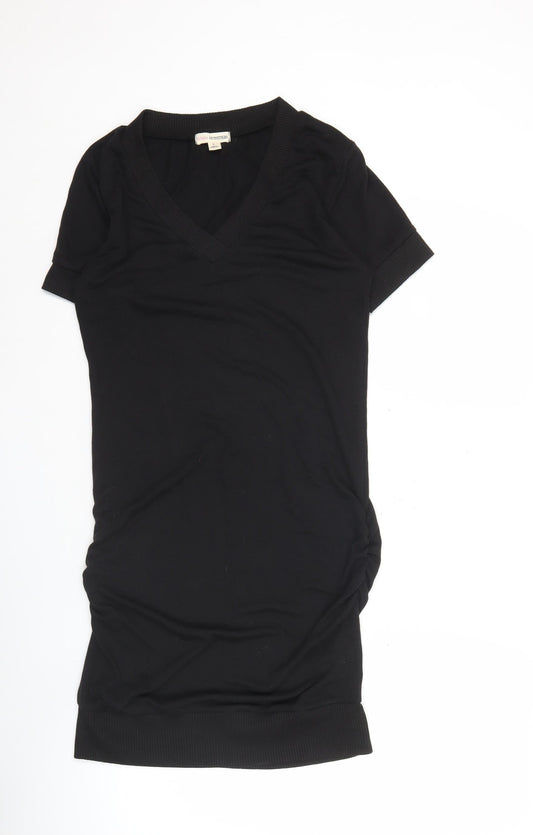Zenana Outfitters Womens Black L Shift Dress Short Sleeve V-Neck