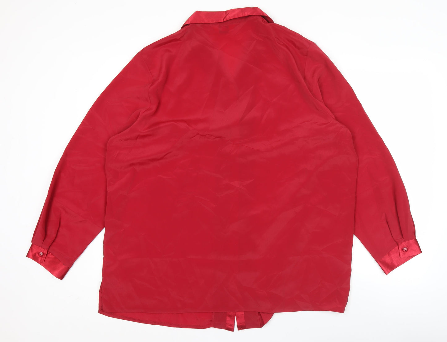 Damart Women’s Red Button-Up Long Sleeve Blouse Size 22 Polyester