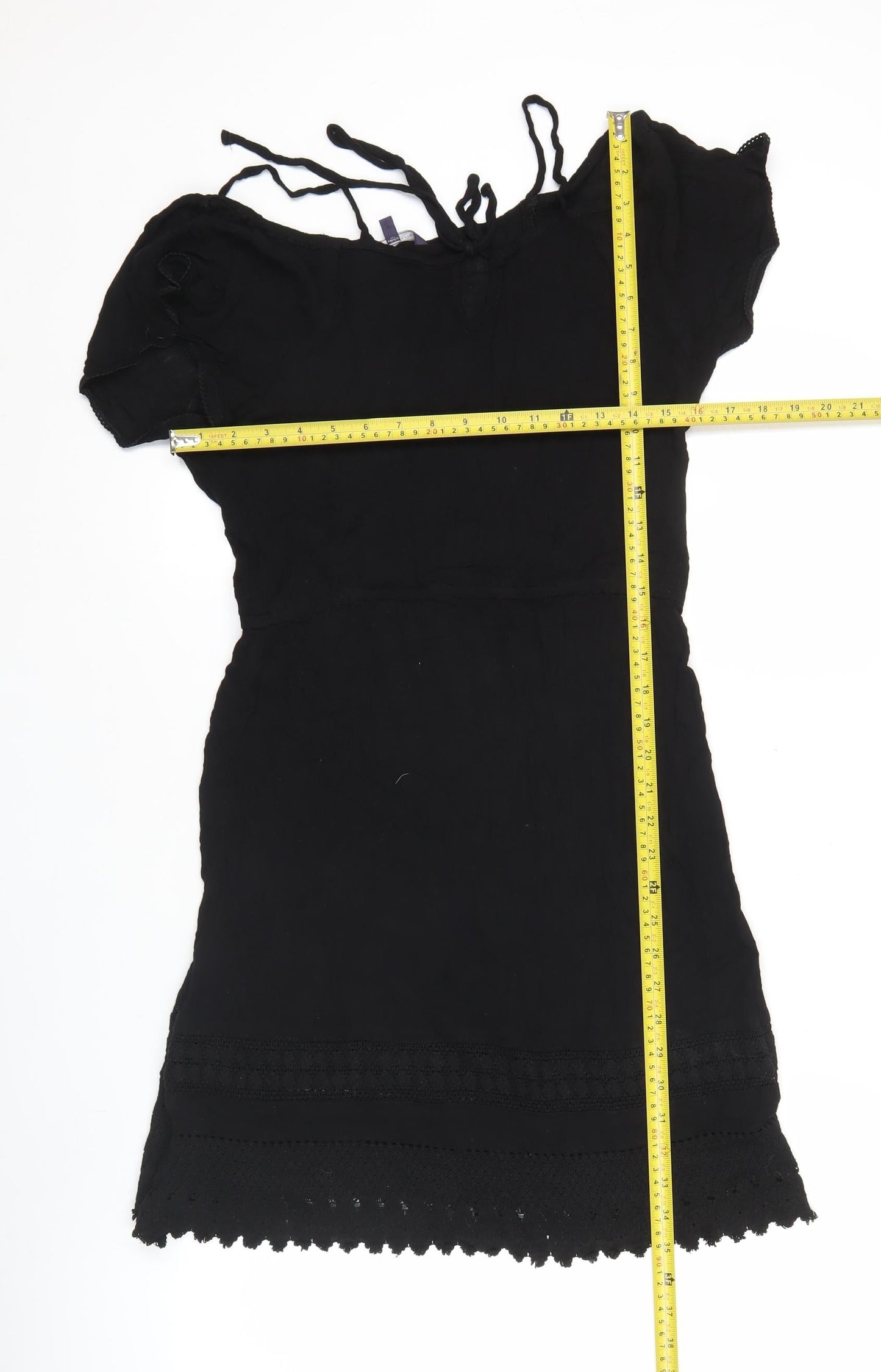 Marks and Spencer Women’s Black Size 10 Off Shoulder Lace Trim Shift Dress
