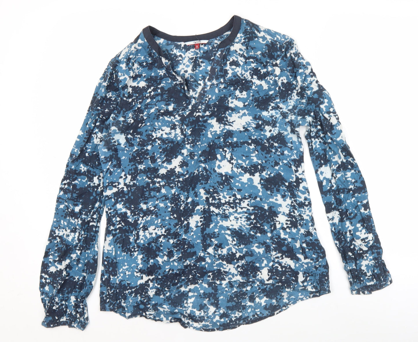 Tommy Hilfiger Womens Blue Camouflage Viscose Tunic Blouse S