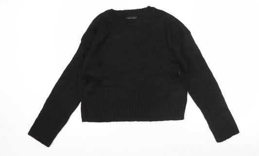 New Look Womens Black Knit Pullover Jumper Size S Crew Neck Long Sleeve
