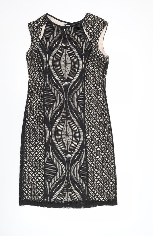 Wallis Women’s Black Lace Sheath Dress UK 10 Knee Length Party