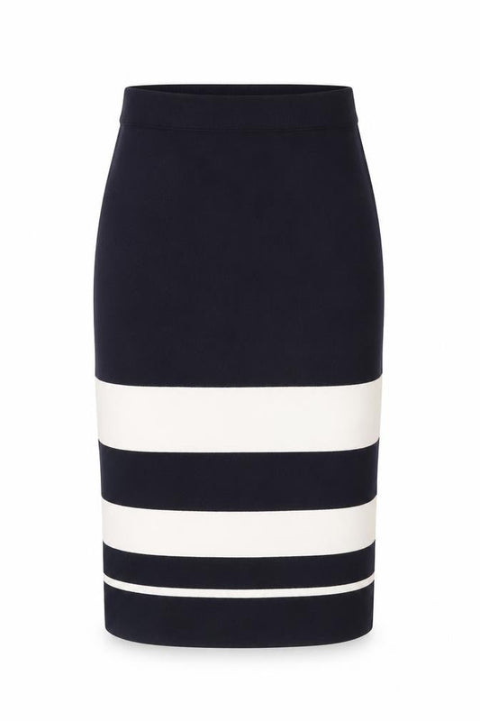 Ann Taylor Womens XS Black White Striped Pencil Skirt Workwear