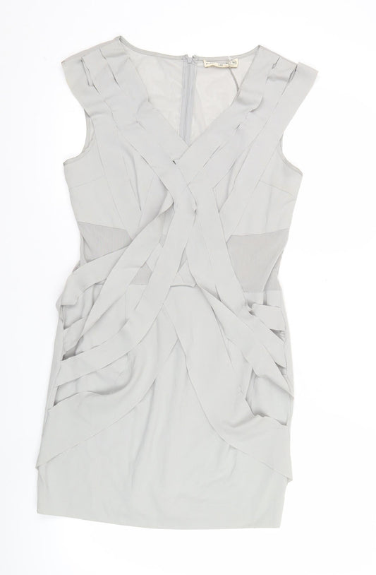 Label Lab Womens Grey Size 12 Sheath Knee Length Sleeveless Dress