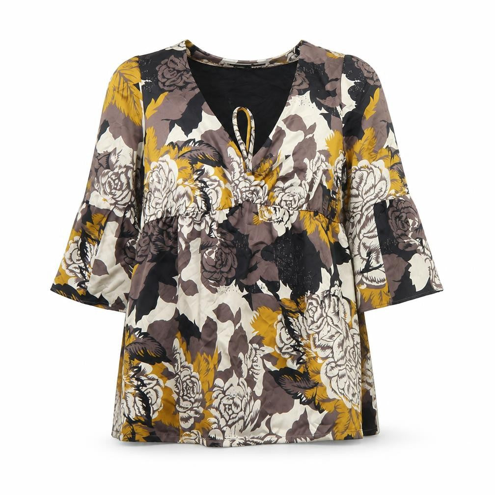 Betty Jackson Black Womens Multicoloured Floral Tunic Blouse Size 12