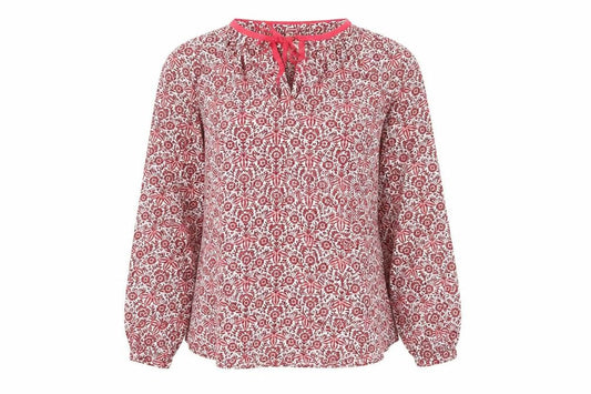 Whistles Womens Red Floral Long Sleeve Tunic Blouse Size 6