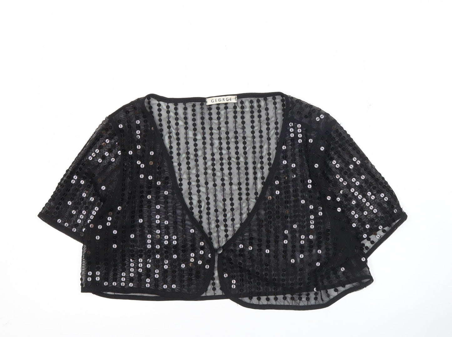 George Women’s Black Sequin Cropped Blouse L Party Evening