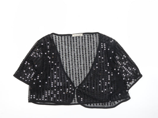George Women’s Black Sequin Cropped Blouse L Party Evening