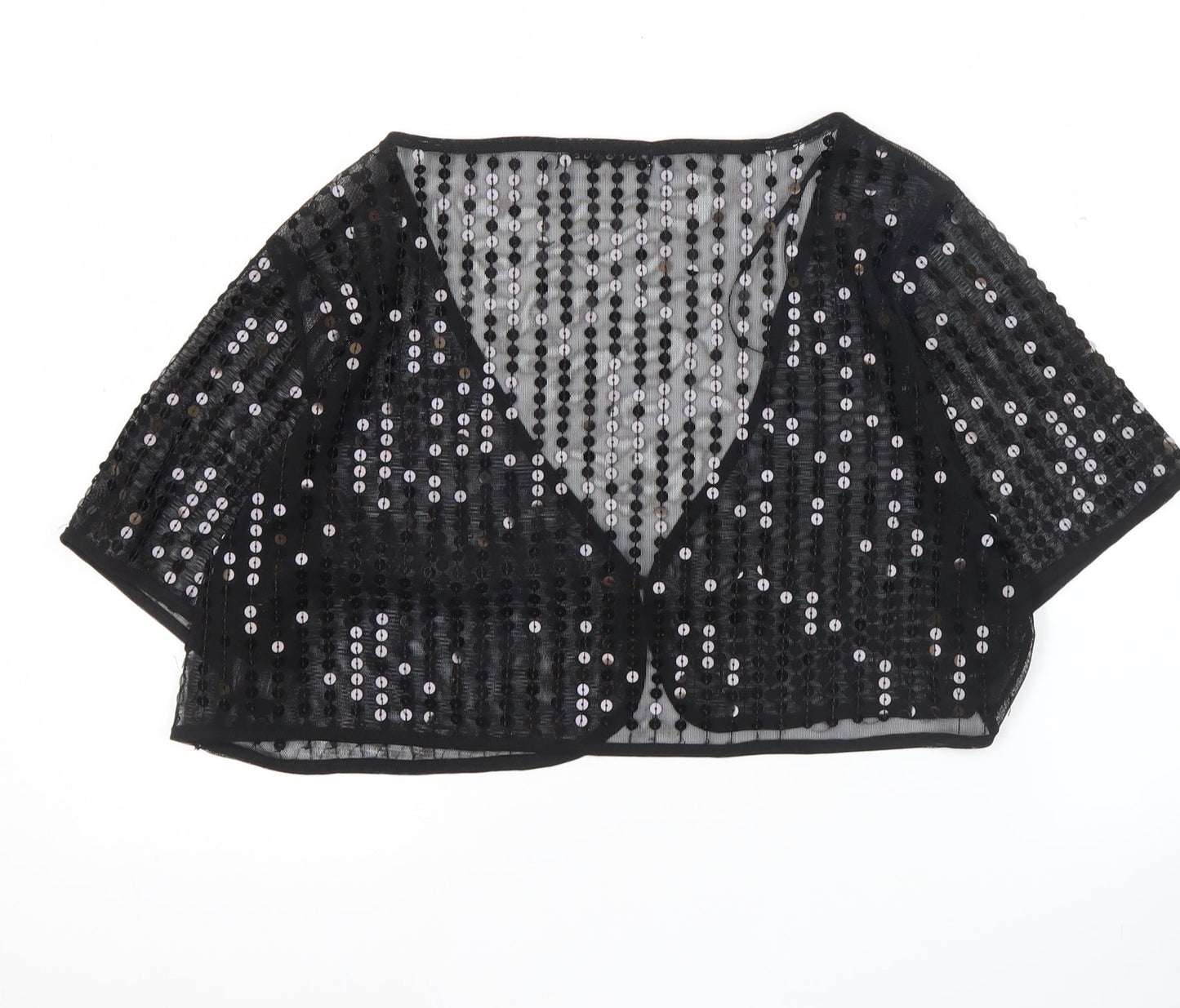 George Women’s Black Sequin Cropped Blouse L Party Evening