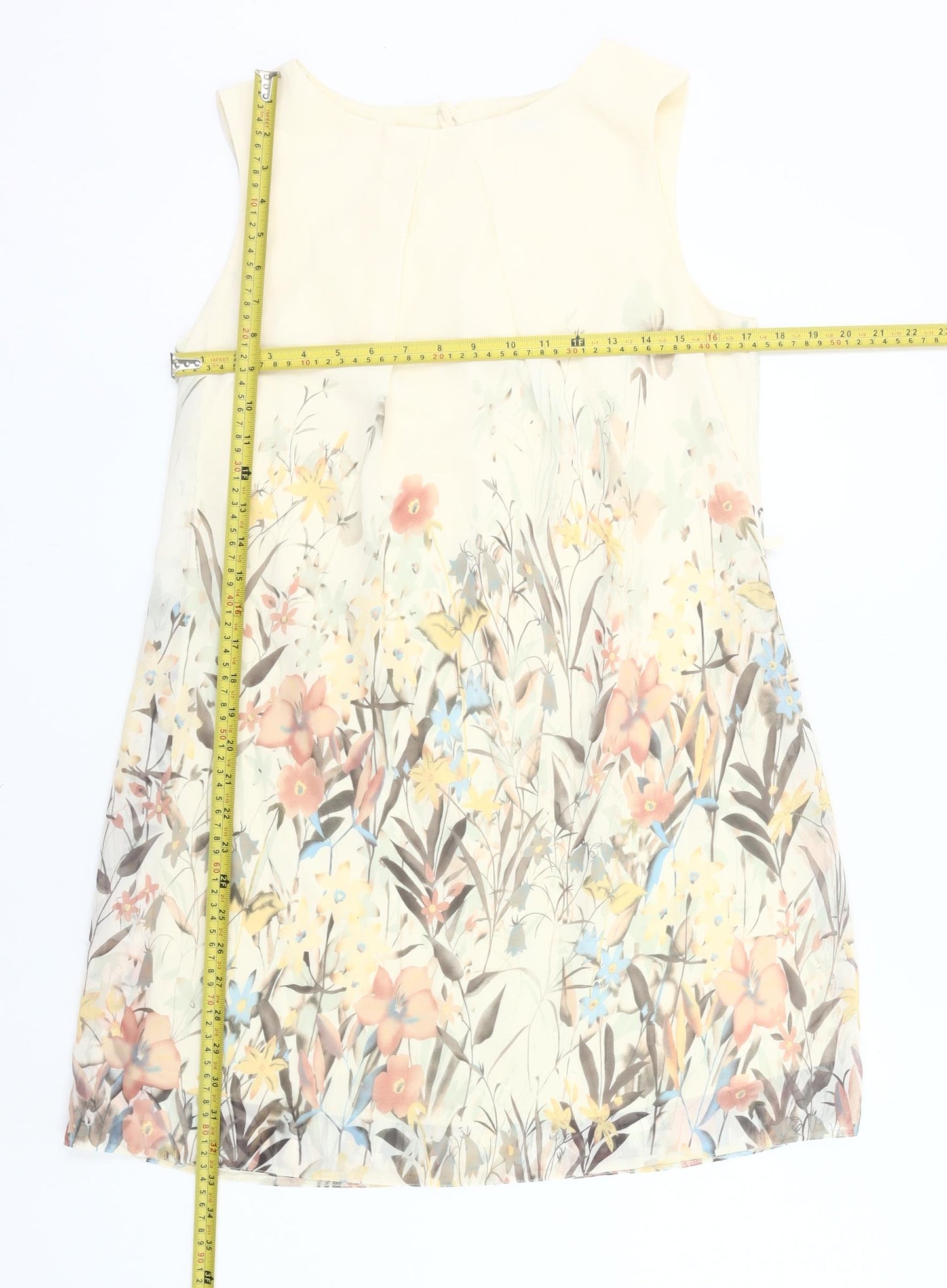 Atmosphere Women’s Ivory Floral Shift Dress Size 12 Sleeveless
