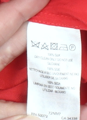 French Connection Women Red Silk Camisole Top Size 8 Geometric V-Neck