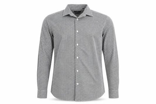 Next Mens Slim Fit Black Check Long Sleeve Button-Up Shirt Size 15.5
