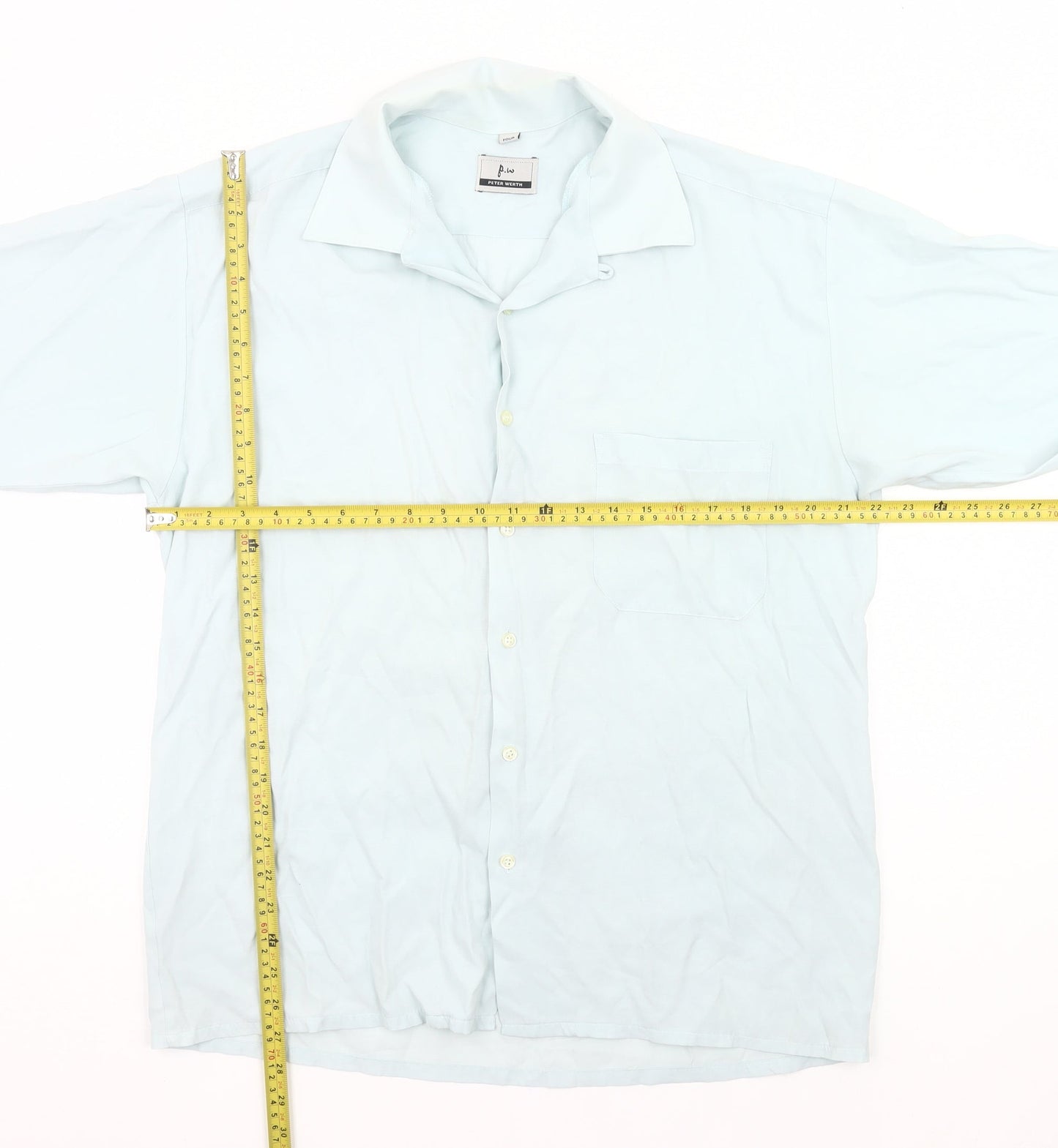 Peter Werth Men’s Blue Short Sleeve Button-Up Shirt L