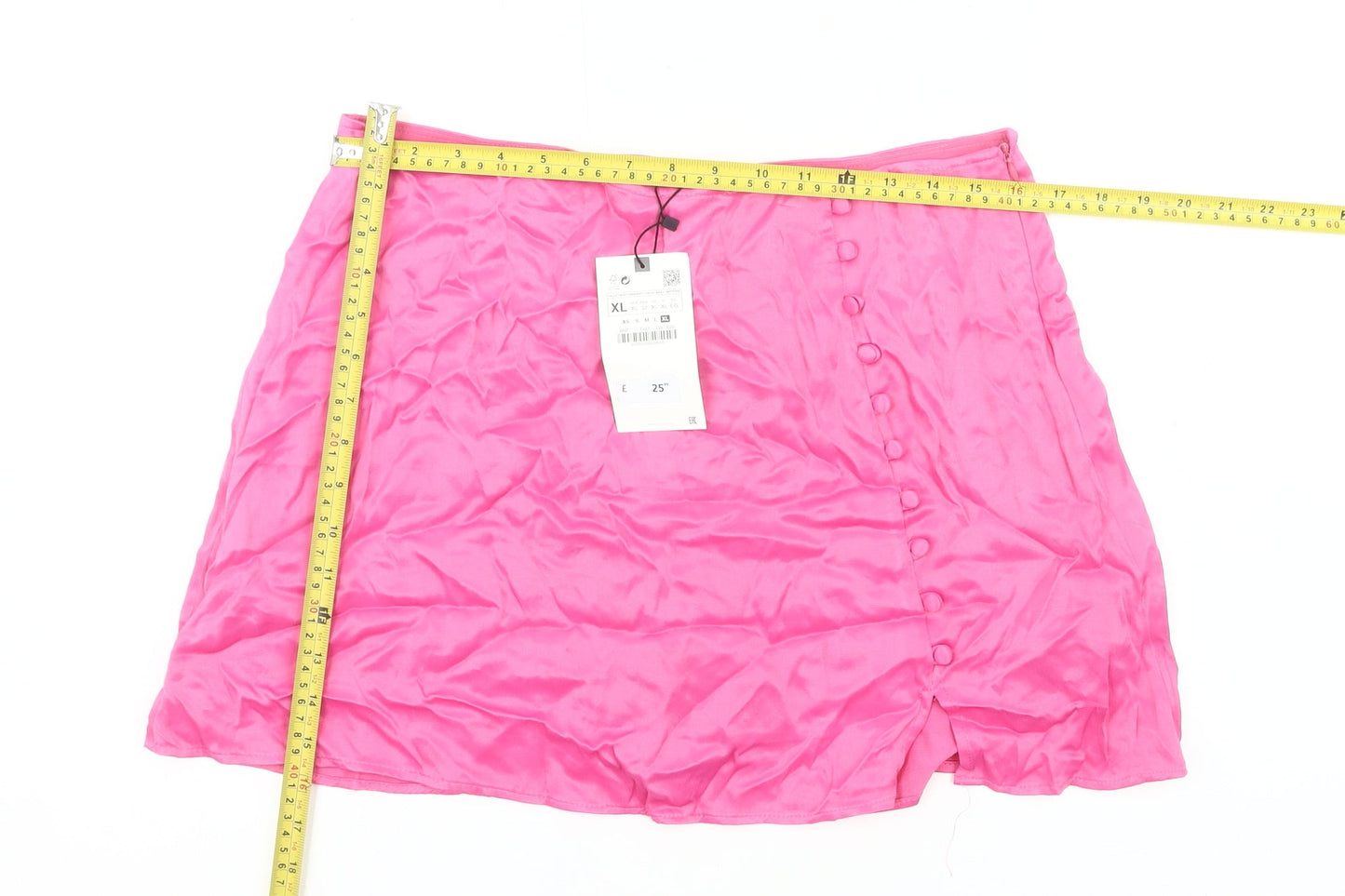 Zara Women Pink Short Satin Pencil Skirt XL Lightweight