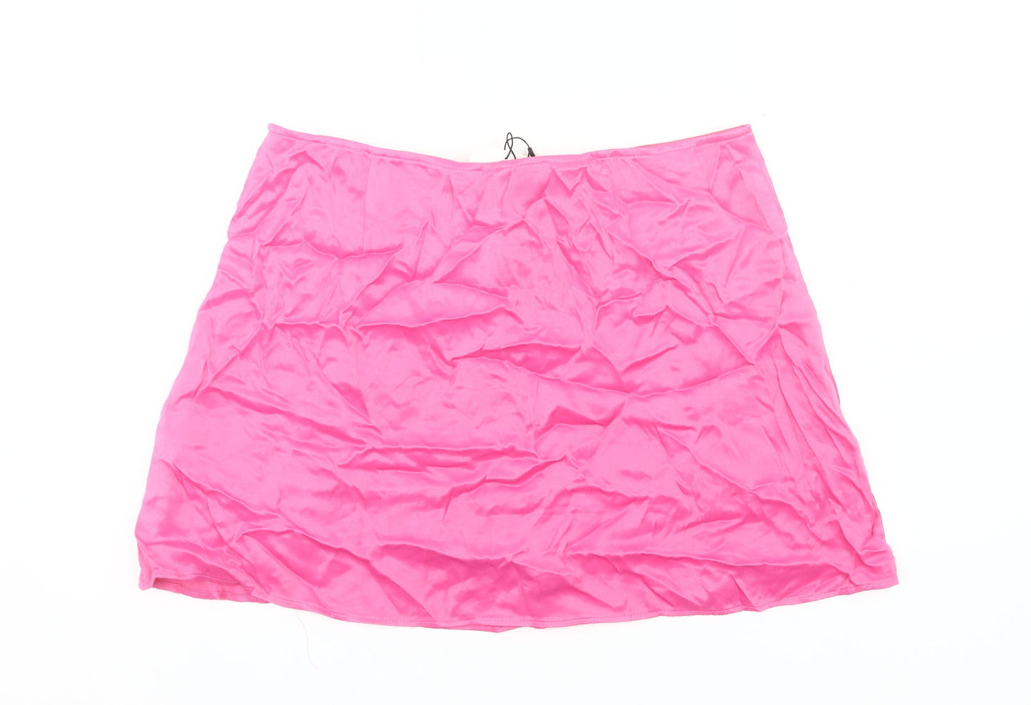Zara Women Pink Short Satin Pencil Skirt XL Lightweight