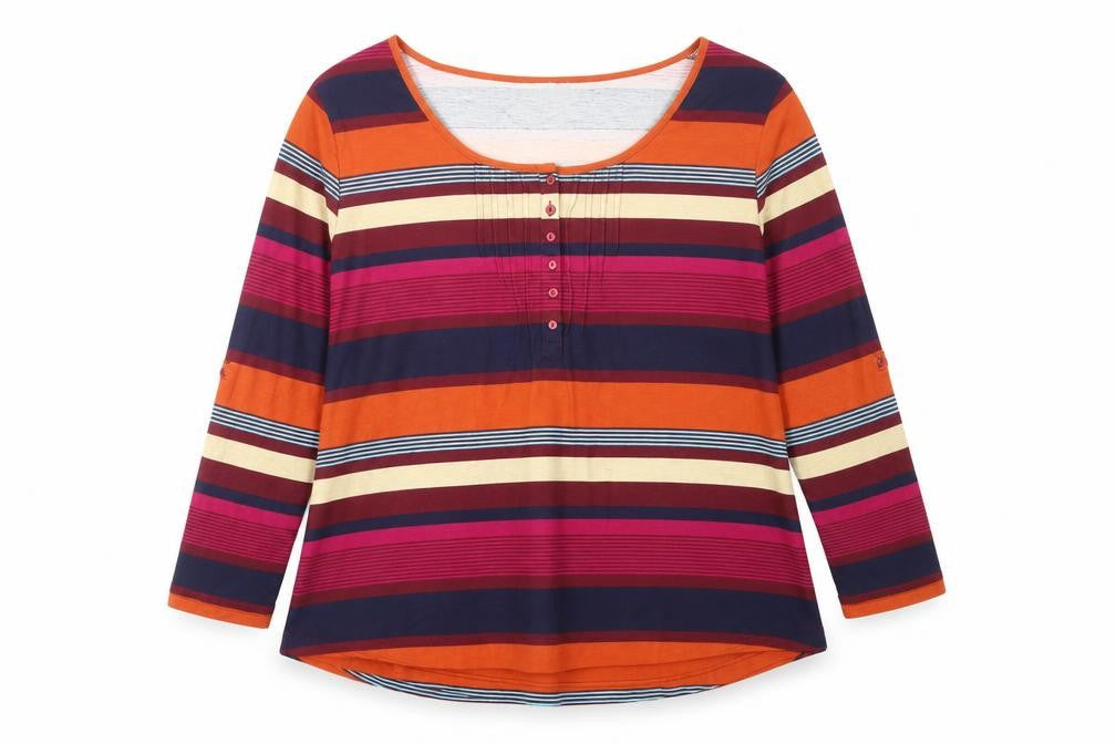 bpc Bonprix Women’s Multicoloured Striped Cotton Long Sleeve T-Shirt XL