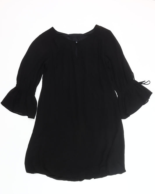 Zara Basic Women Black M Shift Dress 3/4 Bell Sleeve