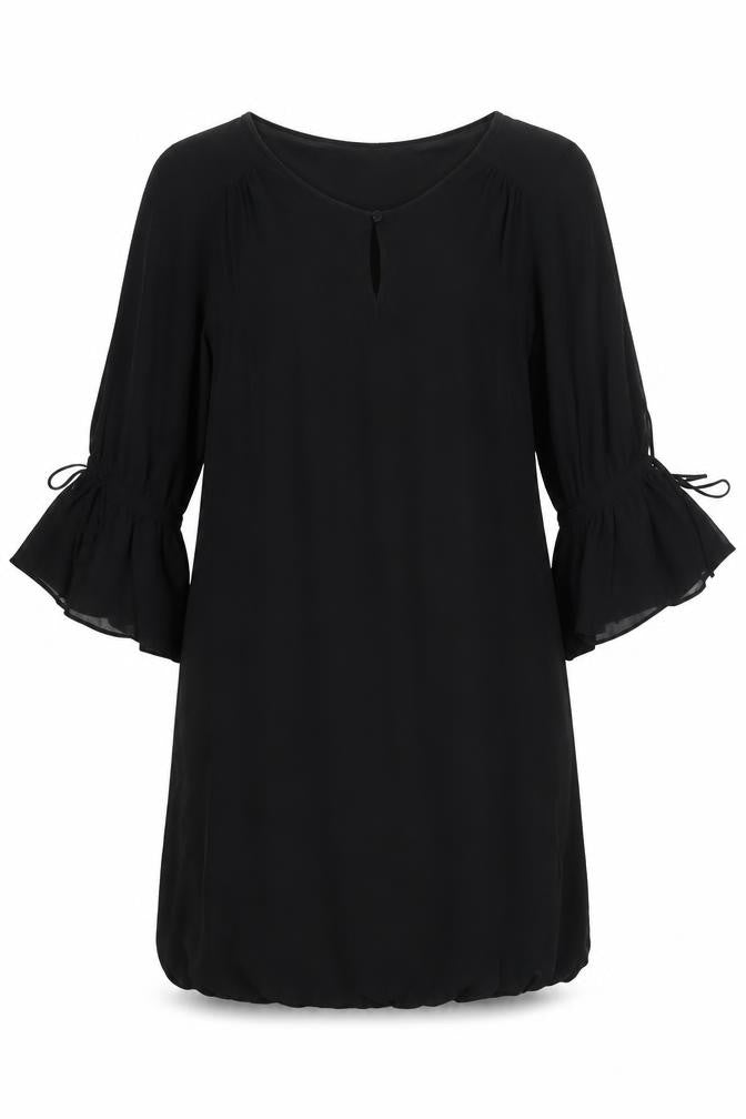 Zara Basic Women Black M Shift Dress 3/4 Bell Sleeve