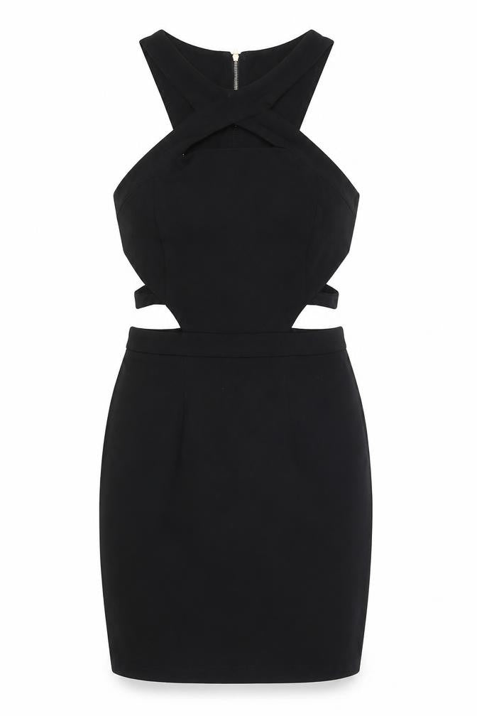 Hearts & Bows Womens Black Size 6 Bodycon Mini Cut Out Halter Dress