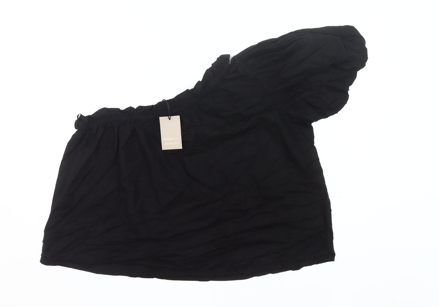 River Island Women’s Black One Shoulder Ruffle Blouse Size 16
