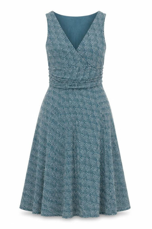 Monsoon Women’s Blue Viscose Wrap Dress Size 10 Sleeveless