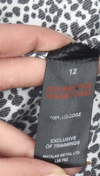 Papaya Women’s Black Animal Print Paperbag Shorts Size 12