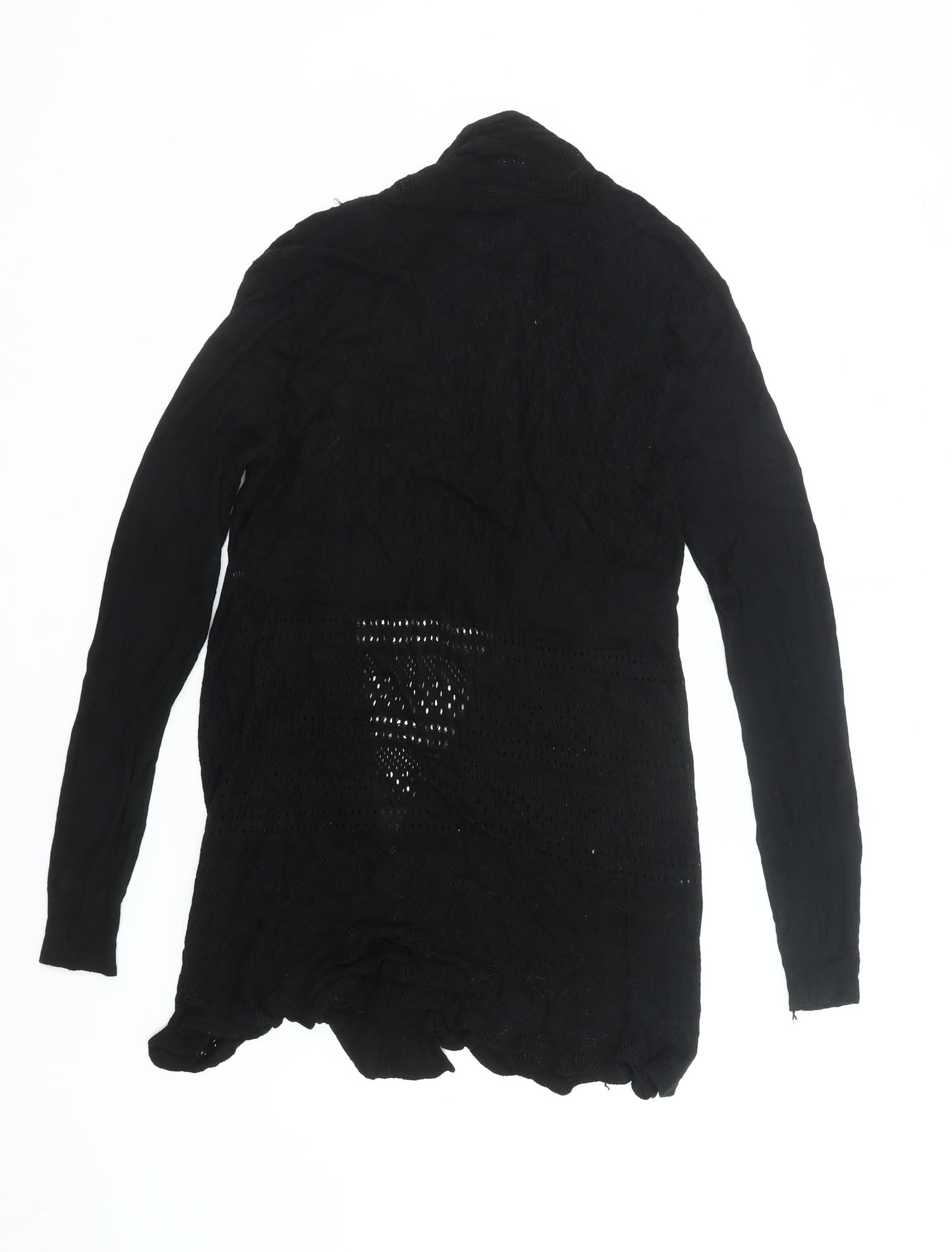 Izabel London Womens Black Size 12 Open Knit Long Sleeve Cardigan