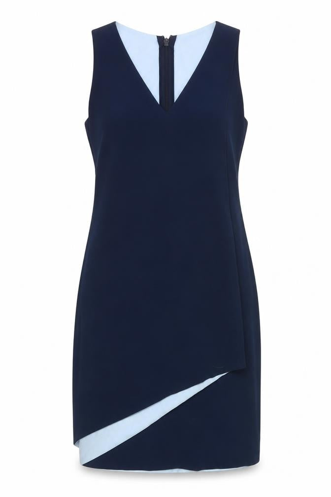 Next Women’s Blue Sheath Dress Size 6 Sleeveless V-Neck Asymmetric