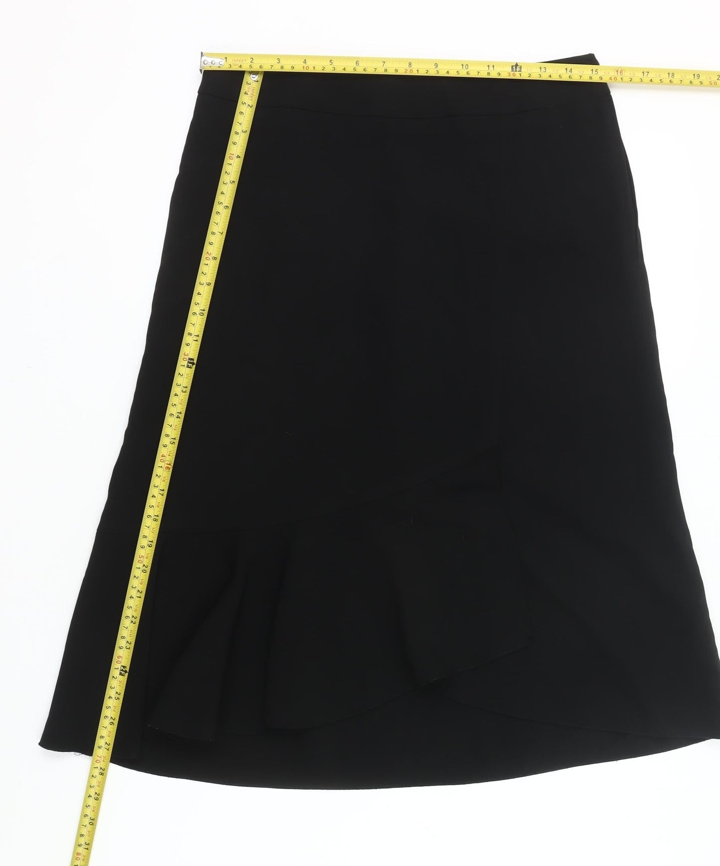 Jacqueline Riu Womens Black Size 18 Wrap Knee Length Skirt