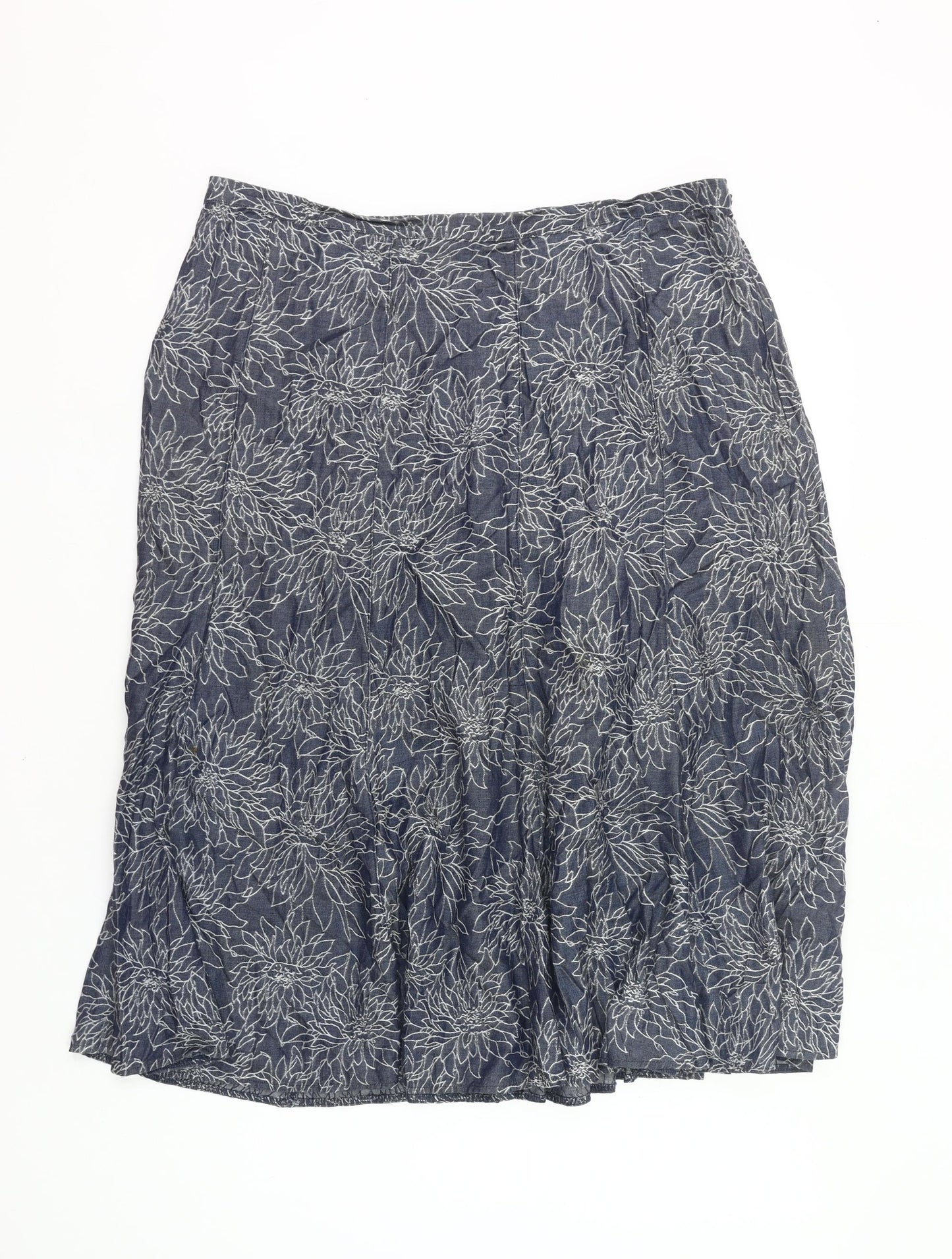 Marks and Spencer Women’s Blue Floral A-Line Midi Skirt UK 20