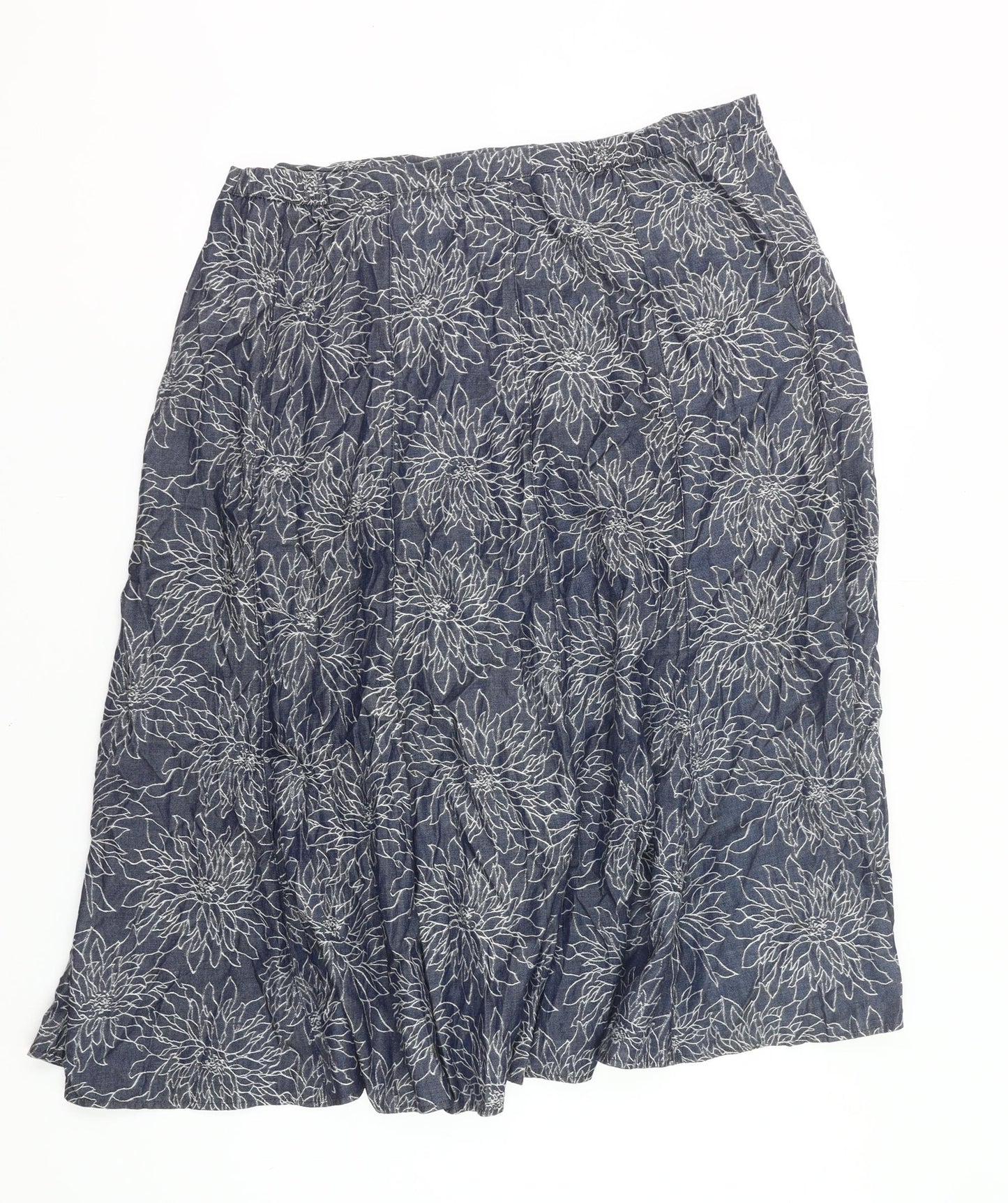 Marks and Spencer Women’s Blue Floral A-Line Midi Skirt UK 20