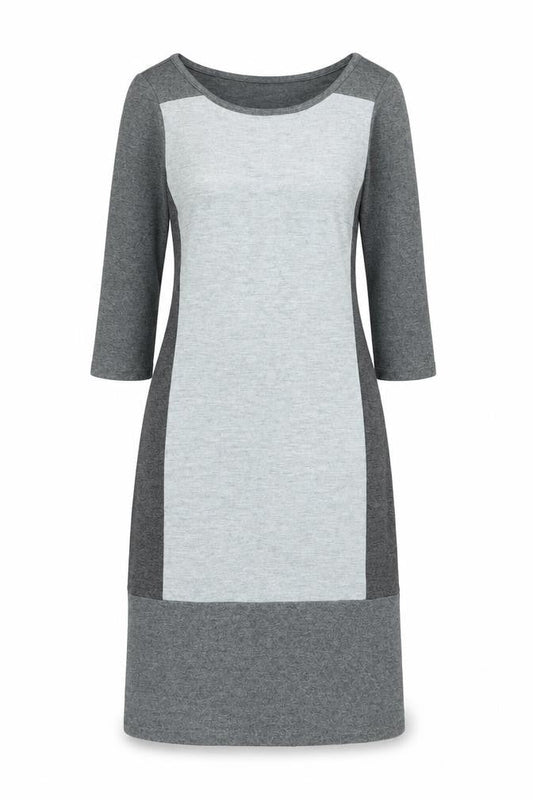 FWM Women’s Grey Colourblock Sheath Dress Size 10 Wool Blend