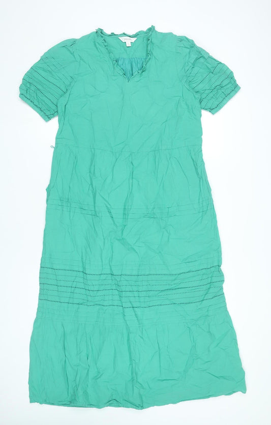 Marks and Spencer Per Una Womens Green Size 8 Midi A-Line Dress