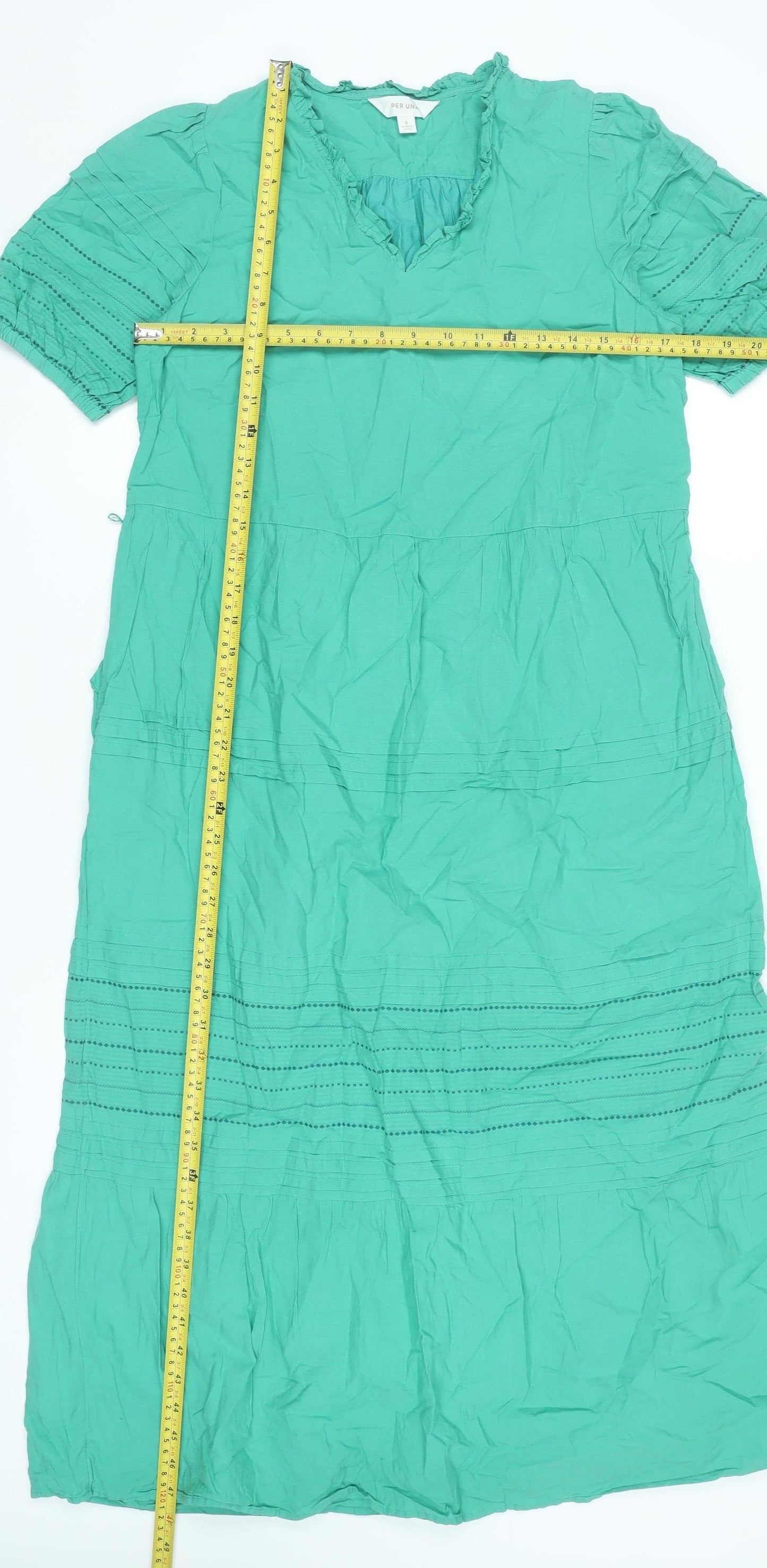 Marks and Spencer Per Una Womens Green Size 8 Midi A-Line Dress